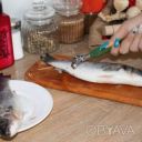 Рыбочистка нож для чистки рыбы с пластиковой ручкой 15 см Зеленый