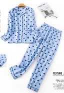 Комплект для сну піжама пижама женская байка хлопок Блакитне серце 46