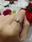 Безразмерное серебряное женское кольцо с сердечком стерлинговое серебро S 925