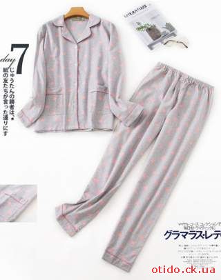 Комплект для сну піжама пижама женская байка хлопок Серое Сердечко 48