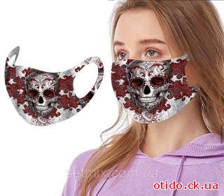 Защитная маска многоразовая тканевая с принтом 1