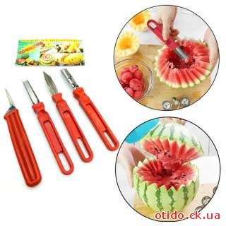 Набор ножей для карвинга (резьба по овощам) 4 штуки (пластмассовая руч
