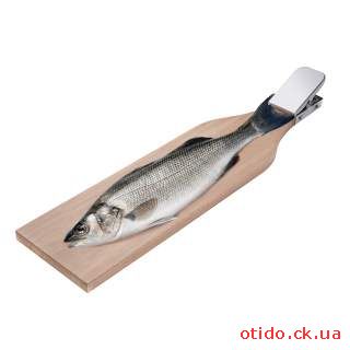 Доска разделочная для чистки рыбы с зажимом из бука 48х14 см Wood&