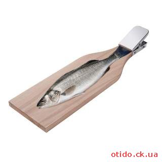 Доска разделочная для чистки рыбы с зажимом из бука 60х14 см Wood&