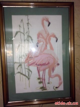 Картина-вышивка 'Фламинго'. Рама