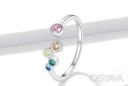 Безразмерное серебряное женское кольцо с разноцветными фианитами стерлинговое
