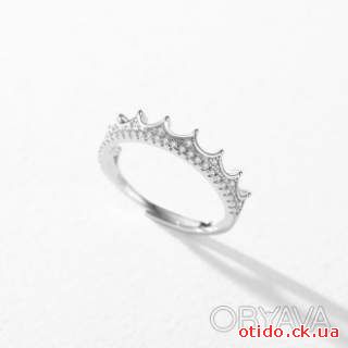 Безразмерное серебряное женское кольцо Корона стерлинговое серебро S 925