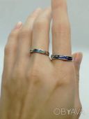 Парные безразмерные тематические кольца для влюбленных покрытие серебро S925