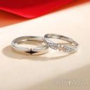 Парные безразмерные тематические кольца для влюбленных покрытие серебро S925