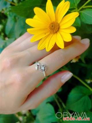 Безразмерное серебряное женское кольцо "Цветок" стерлинговое серебро S 925
