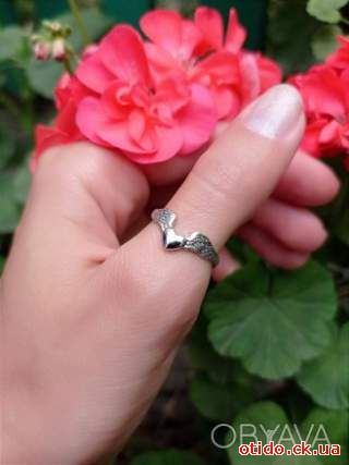 Безразмерное серебряное женское кольцо "На крыльях любви" стерлинговое серебро