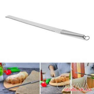 Нож зубчатый кухонный для нарезки хлеба с длинной пилой из нержавеющей стали