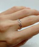 Безразмерное женское серебряное кольцо с сердечками