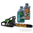 Бензопила Procraft GS450 + Олива 2T 1л + Олива для ланцюга Procraft 1л