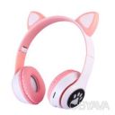 Беспроводные наушники с кошачьими ушками и RGB подсветкой FM радио