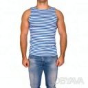 Тельняшка-майка 100% хлопок вязаная (голубая полоса, десантная) 46