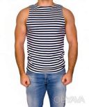 Тельняшка-майка 100% хлопок вязаная (темно-синяя, ВМФ, морская) 62