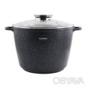 Кастрюля-котел глубокая Zauberg 10 л с покрытием под мрамор и крышкой