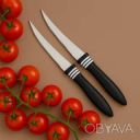 Набор ножей кухонных, 2 шт., для томатов и мягких овощей Черный