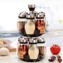 Набор из 12 стеклянных баночек для специй и приправ с вращающейся подставкой