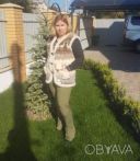 Жилетка меховая женская двухсторонняя из овчины с узором &laquo;Олени&raquo; S-6XL