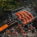 Решетка-гриль сетка для барбекю с деревянной ручкой 30х24.5х7 см (длина с