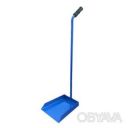 Совок для мусора металлический с длинной ручкой h=75 см и бортиком 4 см