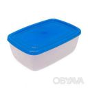 Контейнер судок лоток пищевой с цветной крышкой 1.5 л 20&times;15&times;8