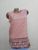 Блуза женская ажурная на подкладке в пудровом цвете