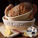 Корзина для расстойки теста хлеба овальная из натурального ротанга с тканевым