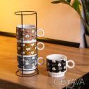 Набор фарфоровых чашек для детей на металлической подставке Toys 4 (шт) по 300