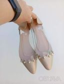 Балетки-лодочки в кольорі беж на стопу 24см