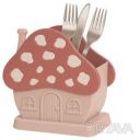 Подставка для сушки и хранения столовых приборов в виде домика Розовый