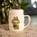 Чашка фарфоровая с крышкой Labubu 400 (мл) Белый с коричневым FM-54B