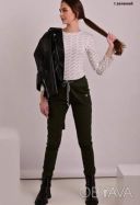 Штаны на резинке, цвет темно-зеленый 46рр