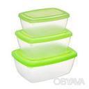 Набор пластиковых контейнеров для хранения пищевых продуктов (0.6 л / 1 л /