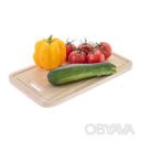 Доска кухонная разделочная деревянная из бука 35х20 см с жёлобом Уценка