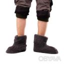 Чуни мужские из шерсти овчины серые однотонные с резиновой подошвой 42-43
