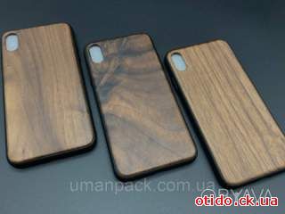 Деревянный чехол на смартфон iPhone XS MAX противоударный "Орех" под