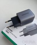 Зарядное устройство ugreen usb-c gan fast charger 30w eu space gray model