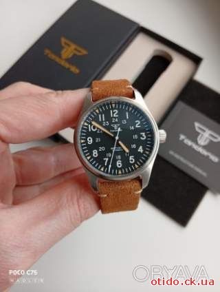 Механические мужские часы авиаторы Tandorio 39mm NH35a 20bar