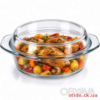 Кастрюля стеклянная жаропрочная Ristal 4 л с крышкой для духовки и