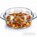Кастрюля стеклянная жаропрочная Ristal 4 л с крышкой для духовки и