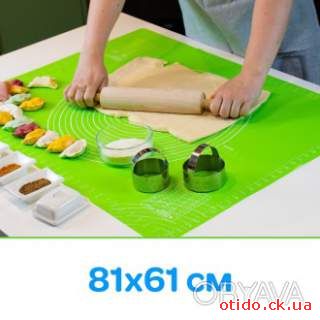 Коврик силиконовый для раскатки теста и выпечки большой 81х61 смСалатовый