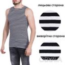 Тельняшка-майка трикотажная летняя 100% хлопок вязаная (черная полоса