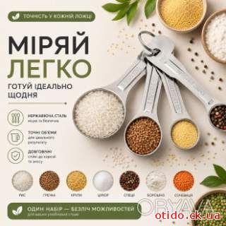 Набор мерных ложек из нержавеющей стали 4 шт (1 столовая ложка