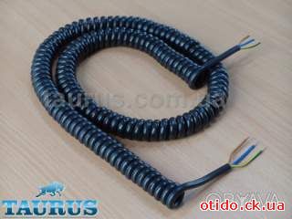 Кабель спиральный чёрный длинный Black Long с заземлением до 2000W