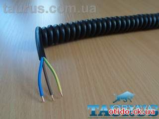 Кабель спиральный чёрный ThermoPulse Power Black 0.5m 3G1.5 / растяжение до