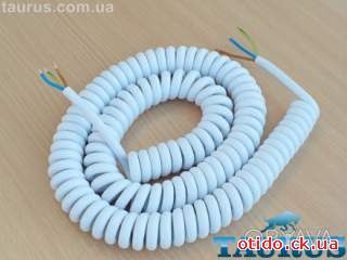 Кабель спиральный белый ThermoPulse Power White 1m 3G1.5 / растяжение до 6м
