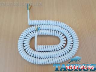 Кабель спиральный белый ThermoPulse Power White 1, 5m 3G1.5 / растяжение до 9м